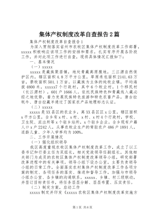 集体产权制度改革自查报告2篇