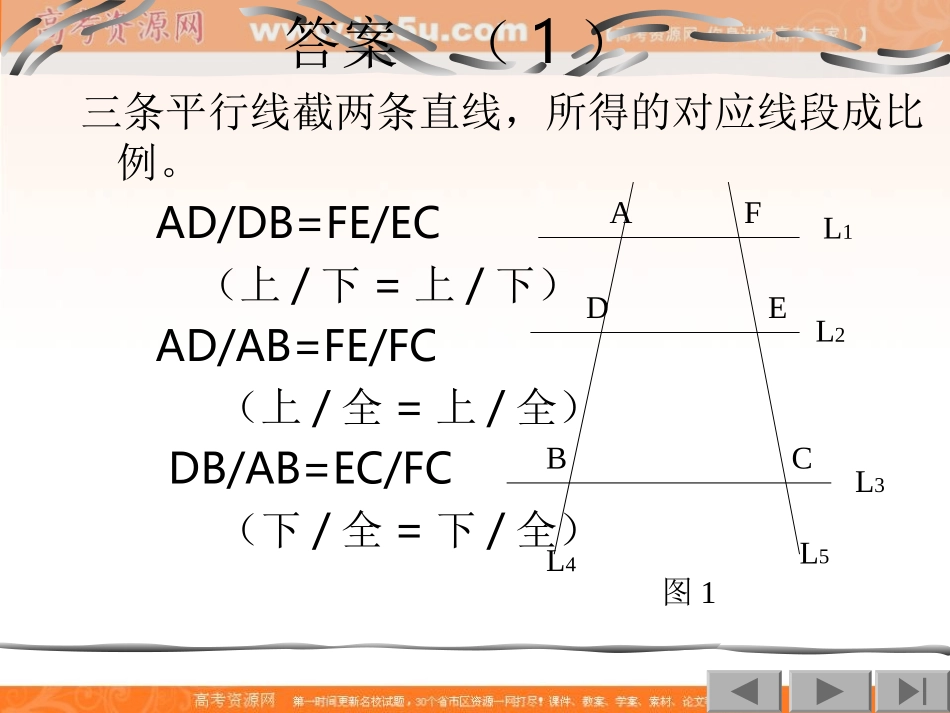 数学：二《平行线分线段成比例定理》课件4（新人教A版选修4-1）_第3页