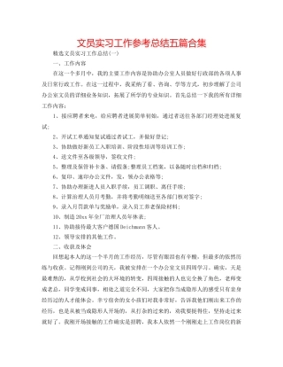 文员实习工作参考总结五篇合集 