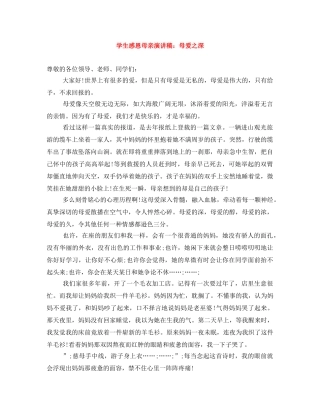 学生感恩母亲演讲稿母爱之深 