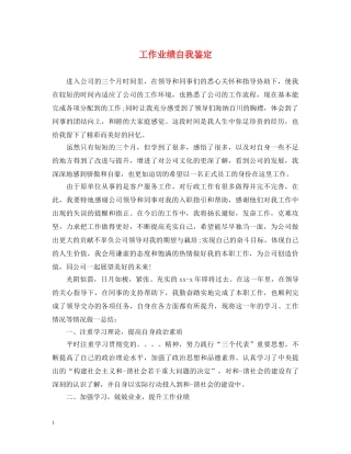 工作业绩自我鉴定 
