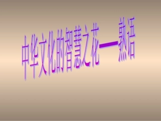 《中华文化的智慧之花——熟语》