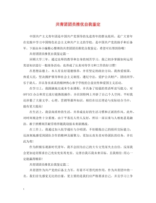 共青团团员推优自我鉴定 