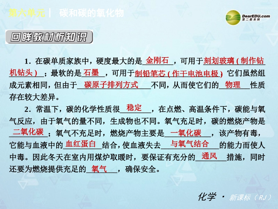 （小复习）第六单元《碳和碳的氧化物》_第3页