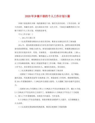 2020年乡镇干部的个人工作计划5篇