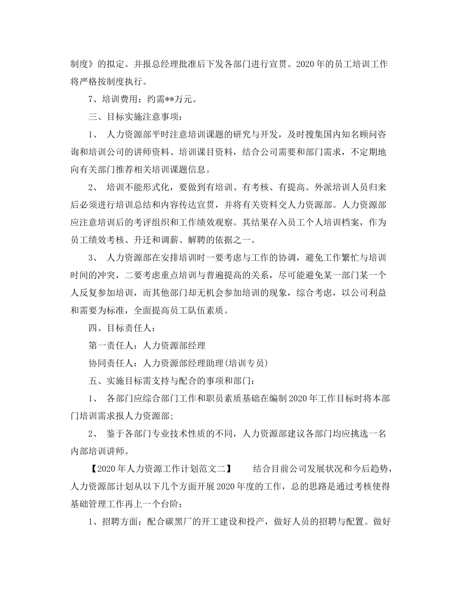 2020年人力资源工作计划范文_第2页