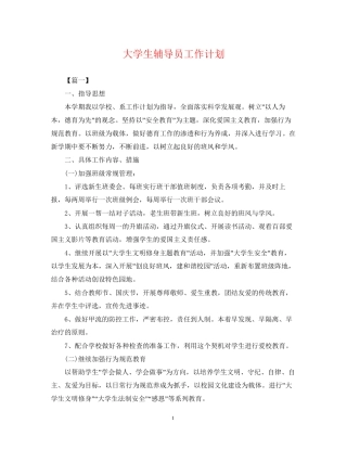 大学生辅导员工作计划2