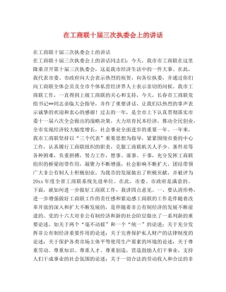 在工商联十届三次执委会上的讲话 
