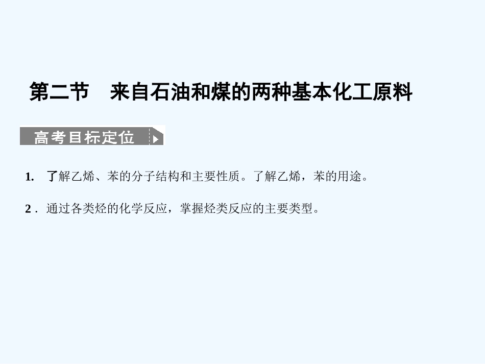 【人教版创新设计】2011届高考化学一轮复习 第二节 来自石油和煤的两种基本化工原料课件 新人教版_第1页