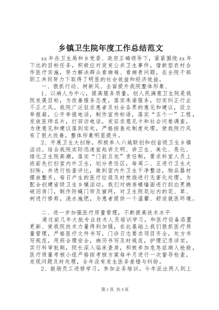 乡镇卫生院年度工作总结范文