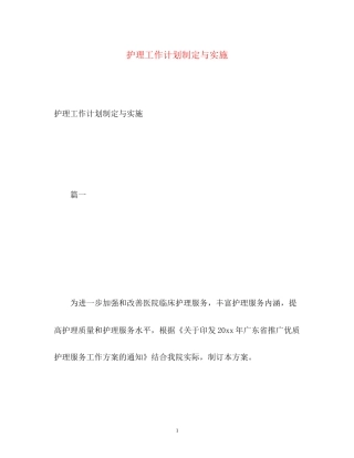 护理工作计划制定与实施2)