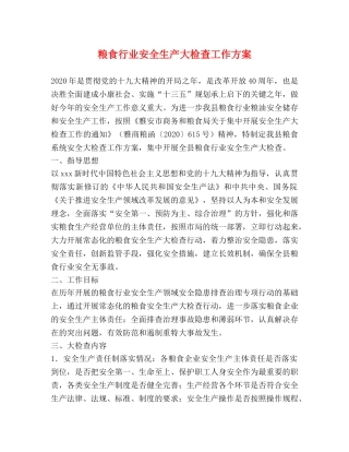粮食行业安全生产大检查工作方案 