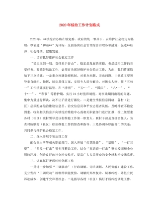 2020年综治工作计划格式