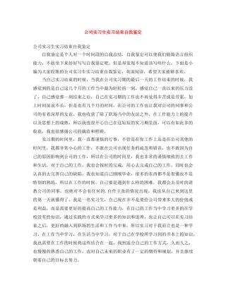 公司实习生实习结束自我鉴定 