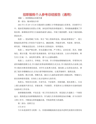 挂职锻炼个人参考总结报告（通用） 