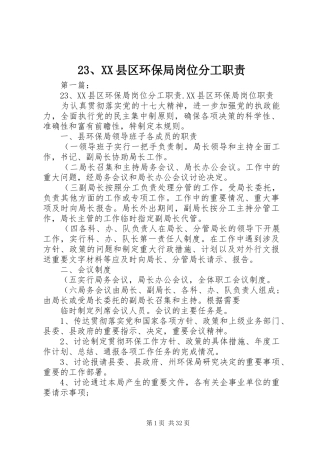 23、XX县区环保局岗位分工职责