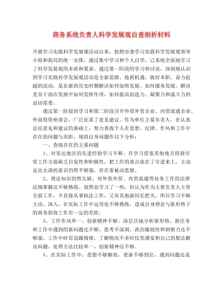 商务系统负责人科学发展观自查剖析材料 