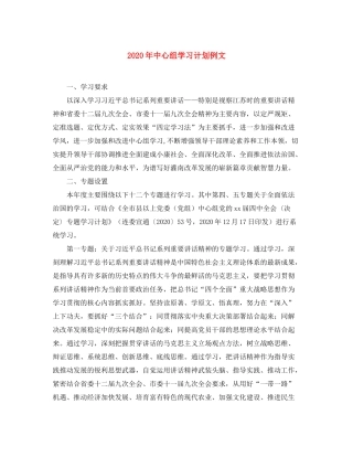 2020年中心组学习计划例文