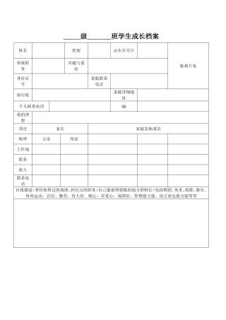 吴萌设计的学生成长档案模板试用版