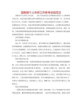 国税局个人年终工作参考总结范文 
