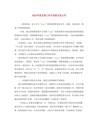 2020年党支部工作计划范文怎么写