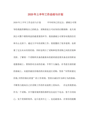 2020年上半年工作总结与计划