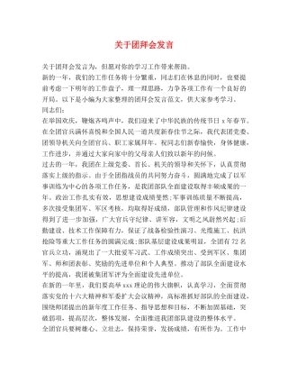 关于团拜会发言 