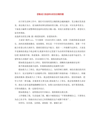 【精品】竞选班长的发言稿四篇 