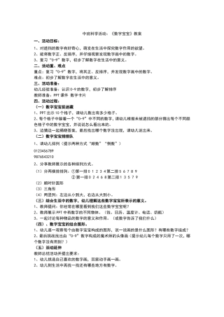 中班科学活动：《数字宝宝》教案
