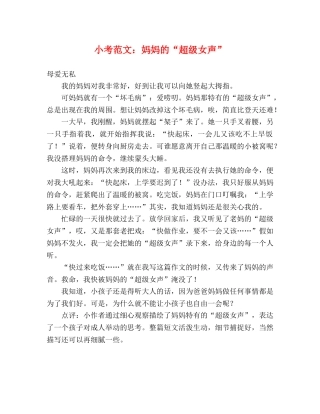 小考范文妈妈的“超级女声” 