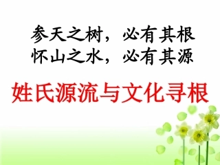 《姓氏源流与文化寻根》