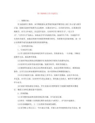 骨干教师的工作计划范文