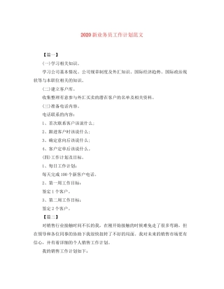 新业务员工作计划范文