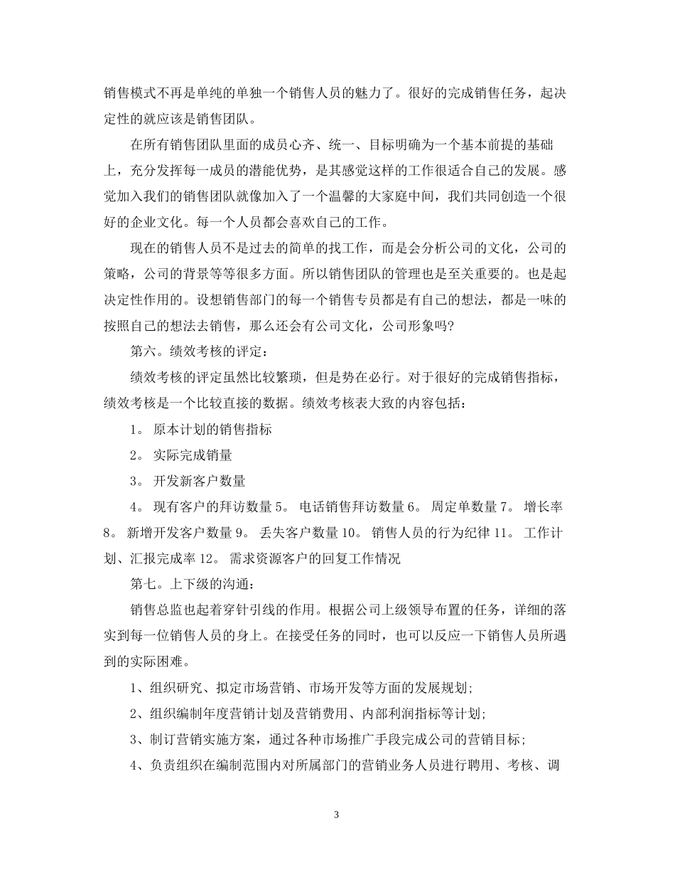 销售总监个人工作计划精选3篇_第3页