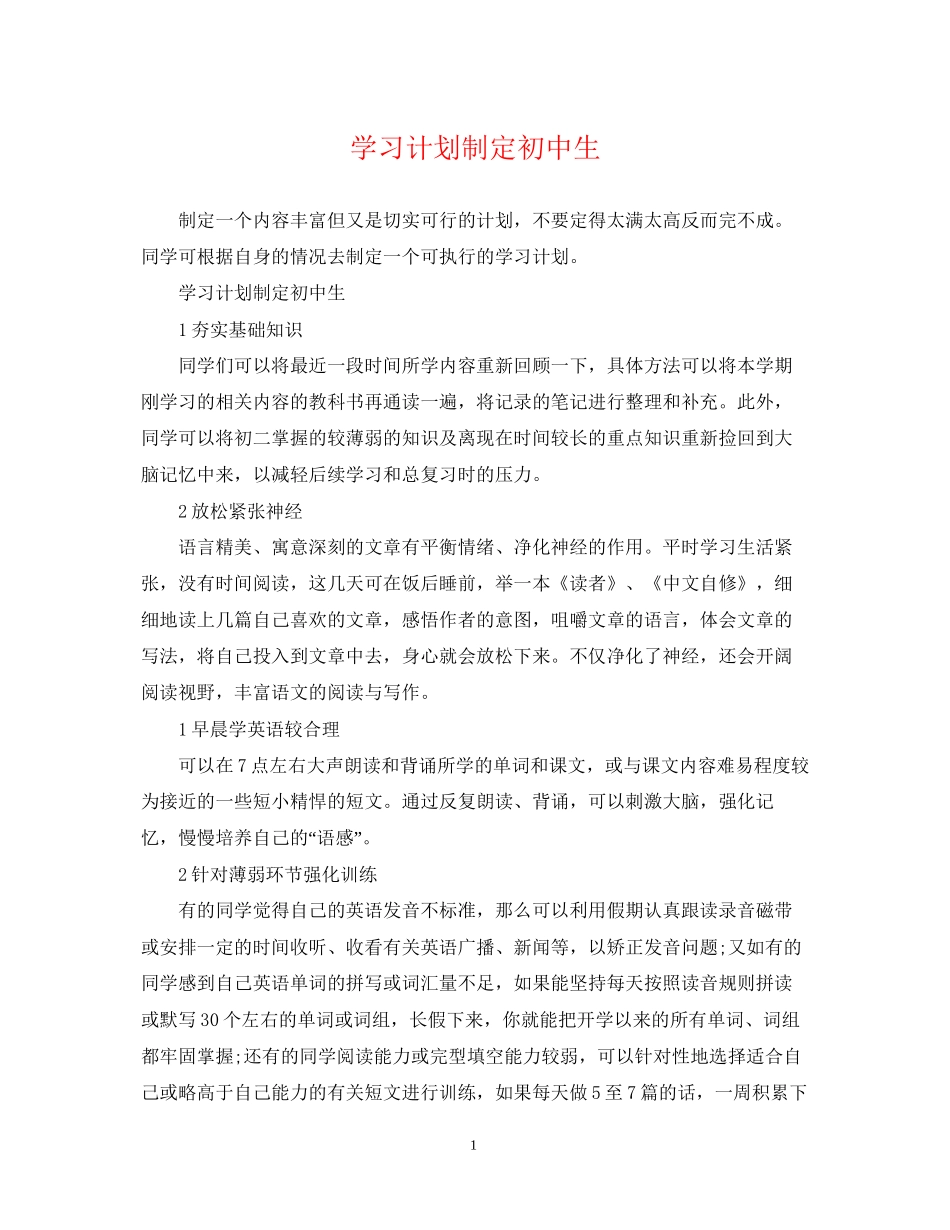 学习计划制定初中生_第1页