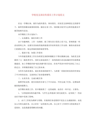 学校党支部宣传委员工作计划范文