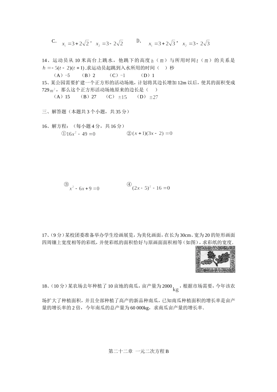 二十二章：一元二次方程_第2页