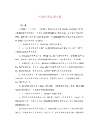 科室护士个人工作计划