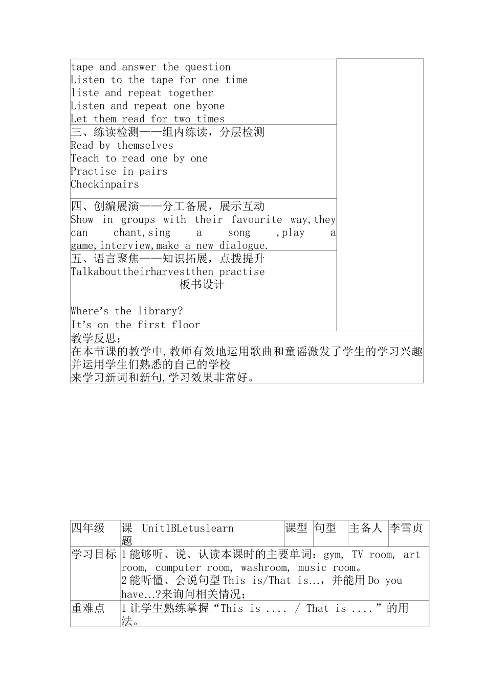 四下unit1教学设计_第2页