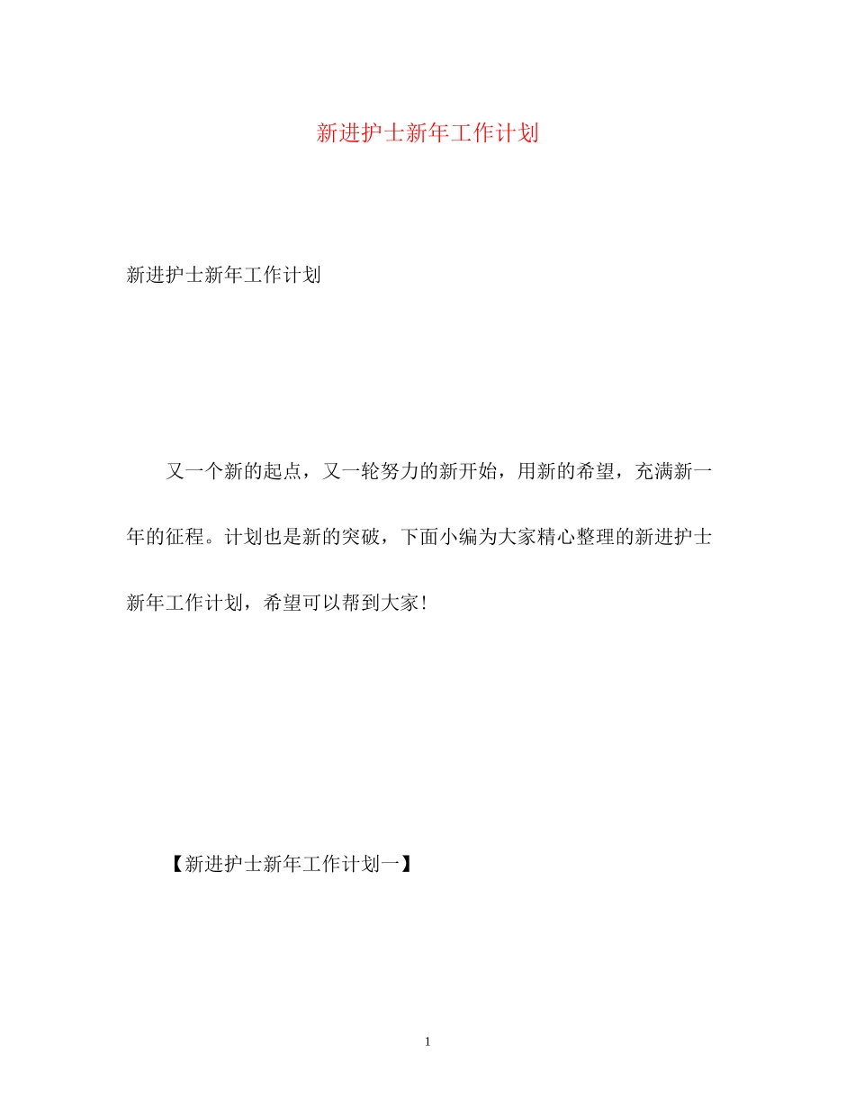 新进护士新年工作计划2)_第1页