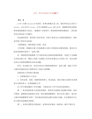 会计一周工作总结与计划200字