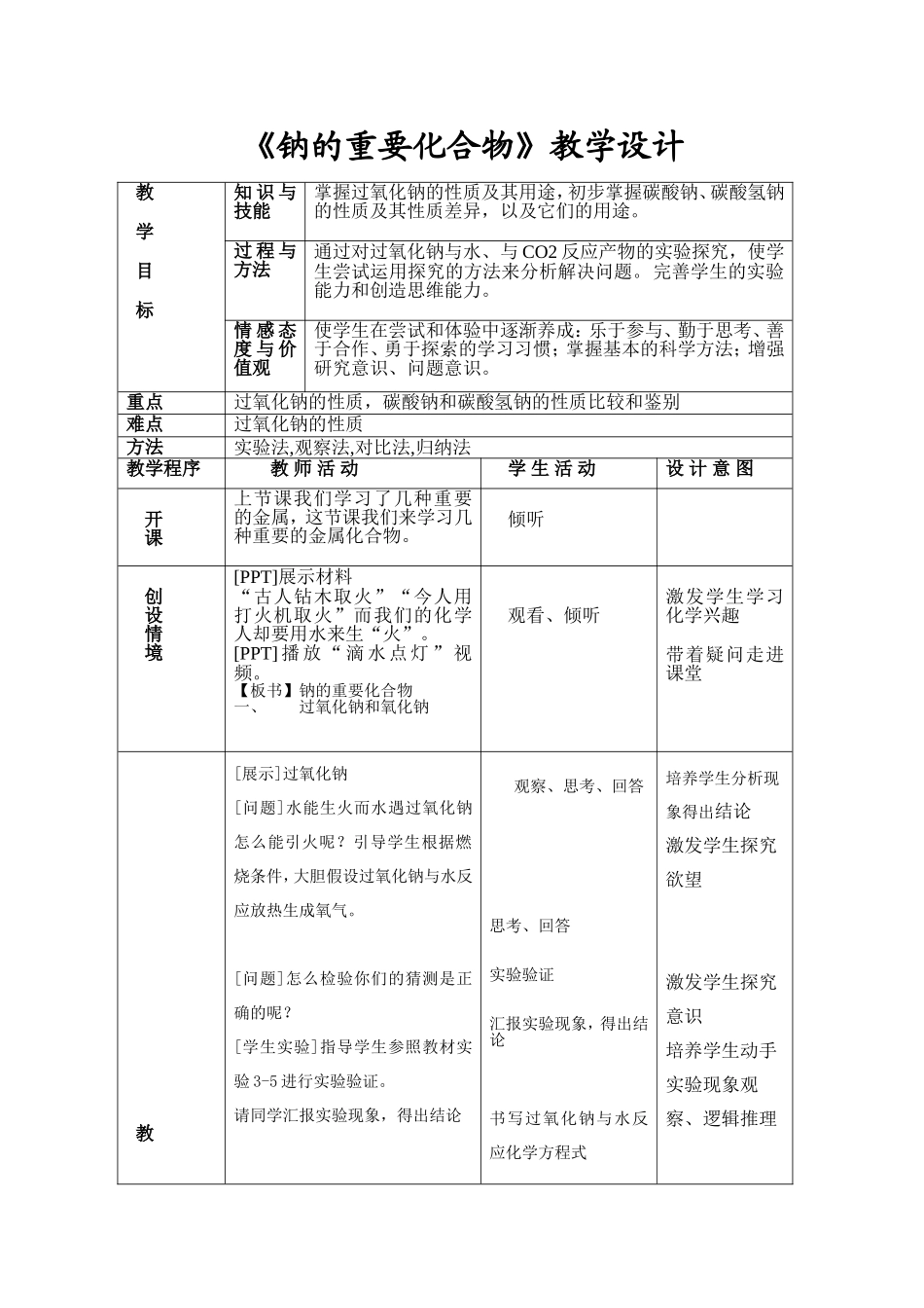 钠的化合物教学设计_第1页
