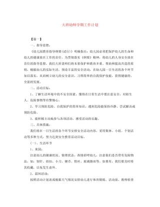 大班幼师学期工作计划
