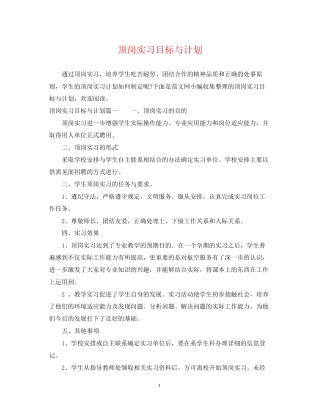 顶岗实习目标与计划