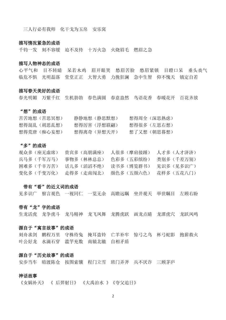 毕业班成语归类专项训练_第2页