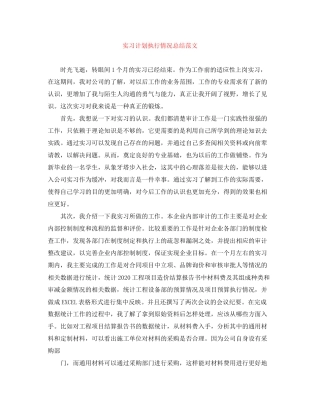 实习计划执行情况总结范文