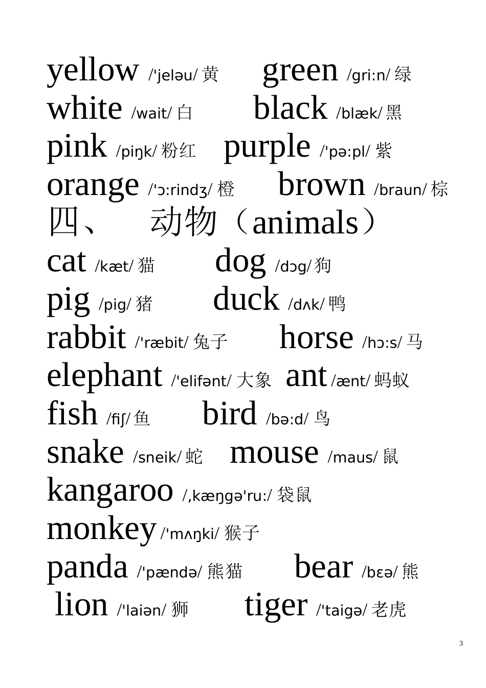 小学英语单词分类表(带音标)_第3页