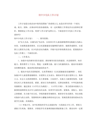 初中少先队工作计划