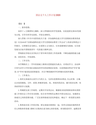 团总支个人工作计划