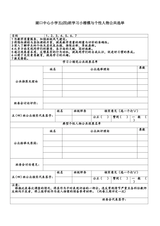 湖口中心小学5（4）班日常管理统计表